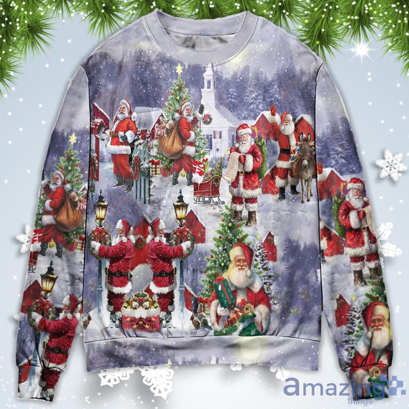 Merry Xmas Santa Claus Is Coming Christmas Sweatshirt Sweater Product Photo 1