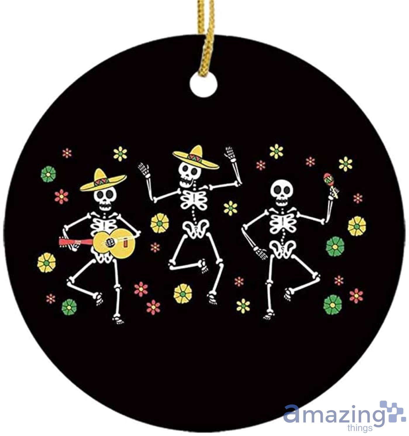 Mexican Dead Day Halloween Skull Dance Flower Guitar Christmas Ceramic Ornament Product Photo 1