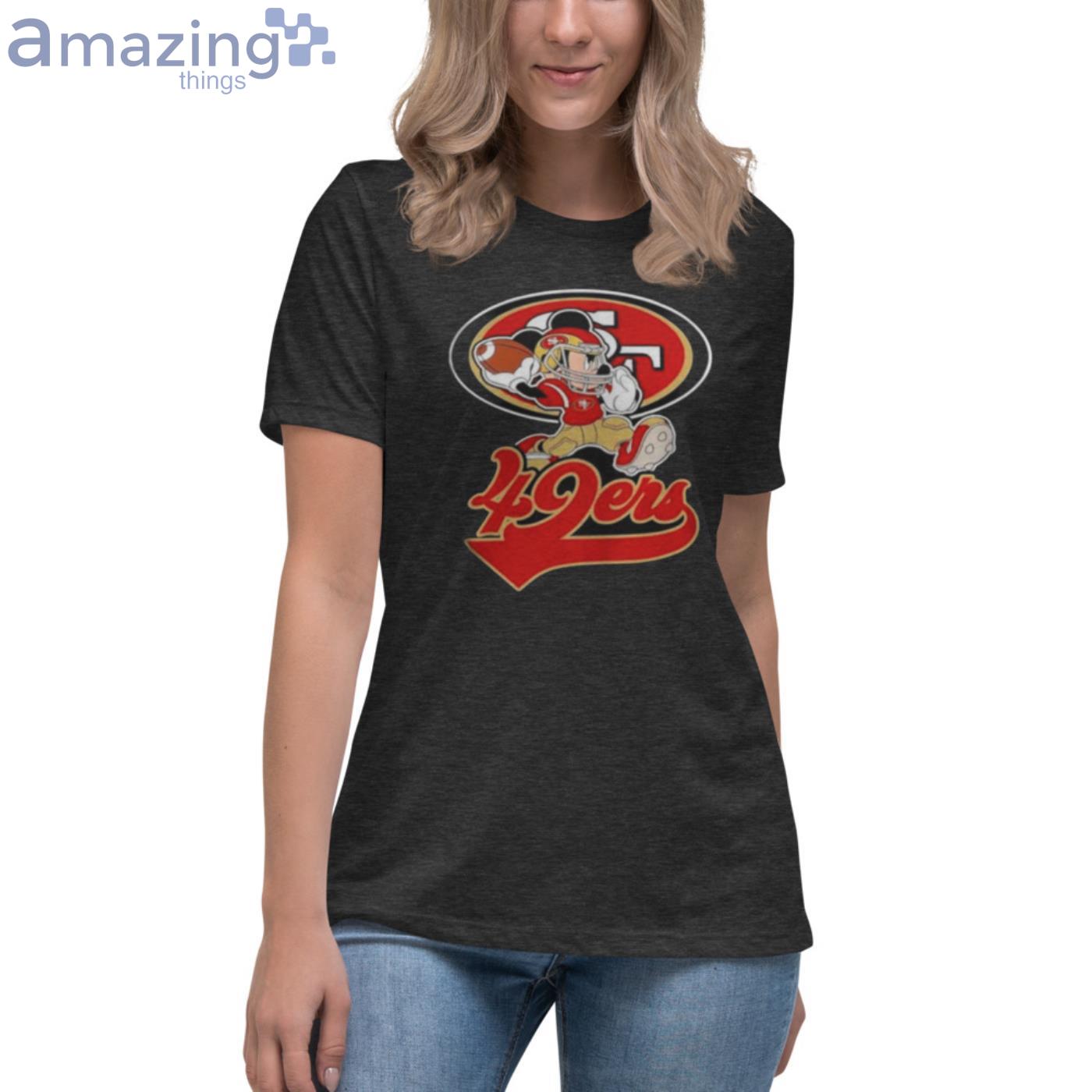 I Love The 49ers Mickey Mouse San Francisco 49ers Women's V-Neck T-Shirt 