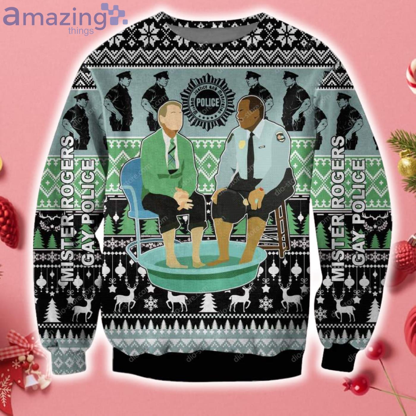 Mister Rogers Gay Police 3D Christmas Knitting Pattern Ugly Sweater Sweatshirt Product Photo 1