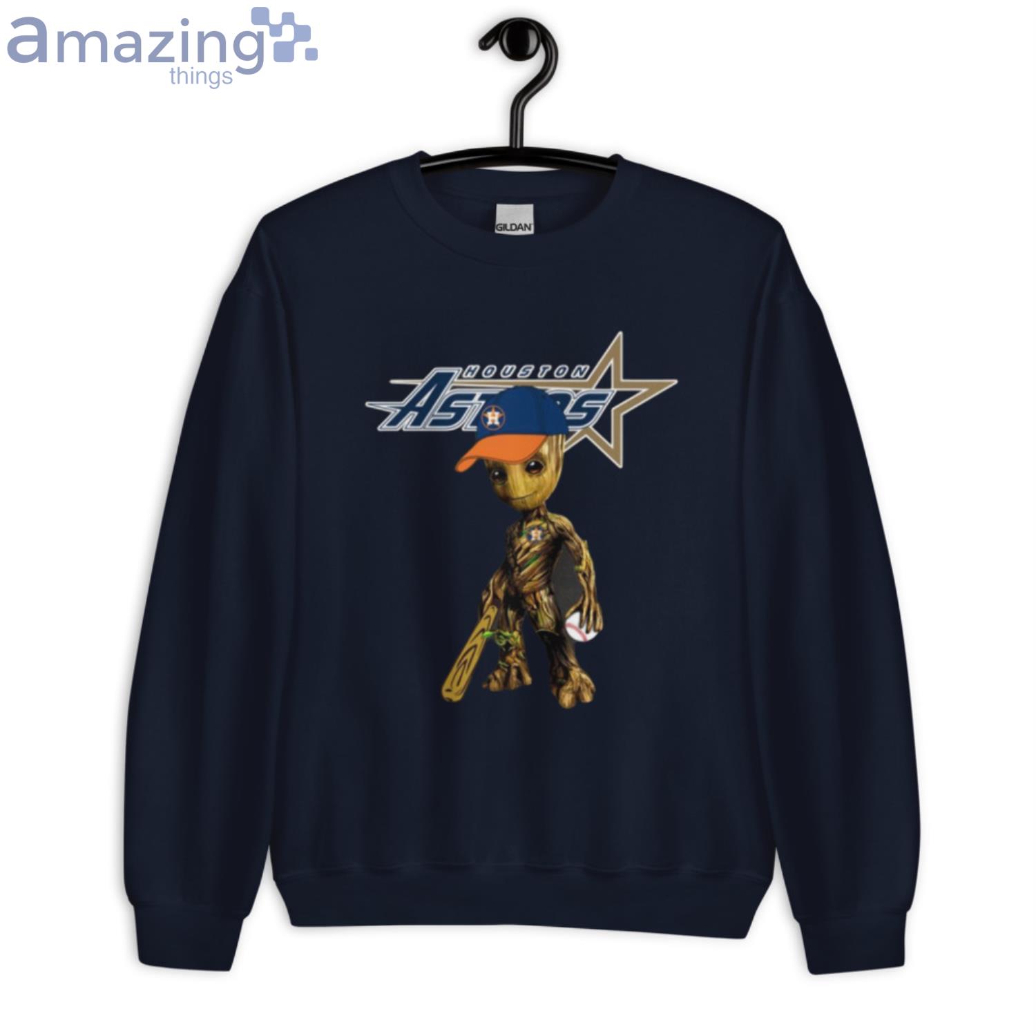 MLB Houston Astros Groot Guardians Of The Galaxy Baseball Shirt image MLB Houston Astros Groot Guardians Of The Galaxy Baseball Shirt - Unisex Crewneck Sweatshirt-1