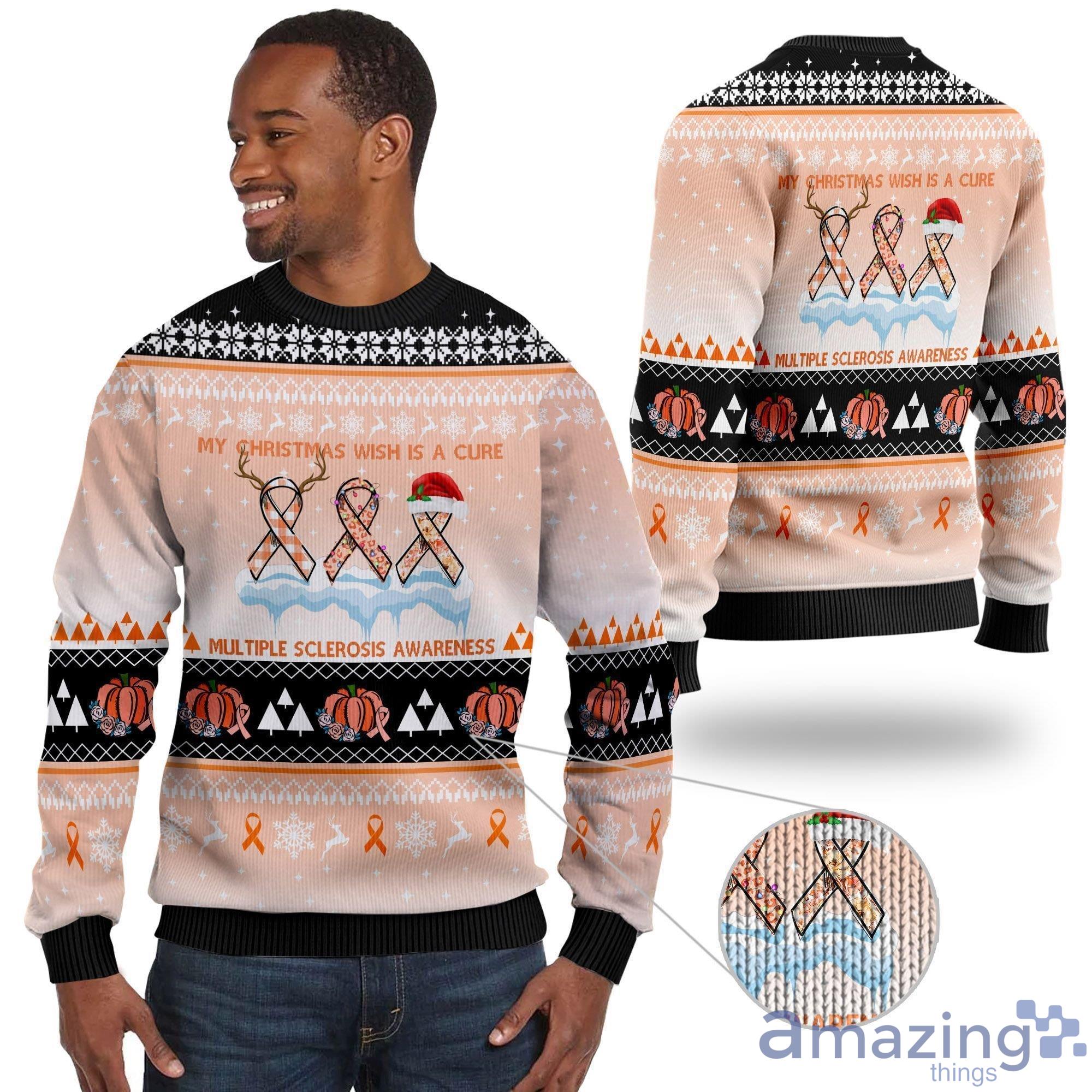 My Christmas Wish Is A Cure Multiple Sclerosis Awareness Ugly Christmas Sweater Product Photo 1