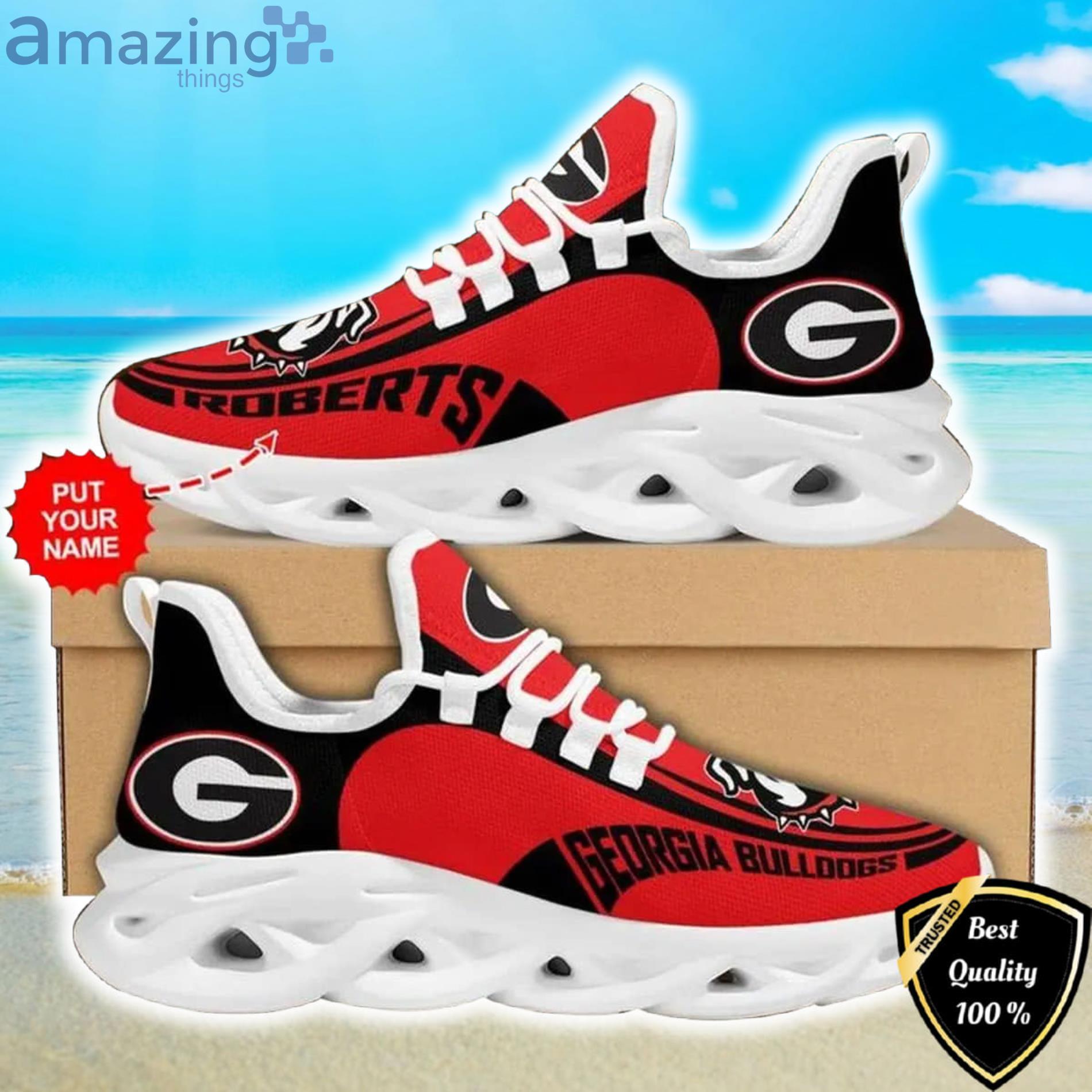 NCAA Georgia Bulldogs Custom Name Red Max Soul Shoes Gift For Fans Sport Product Photo 1