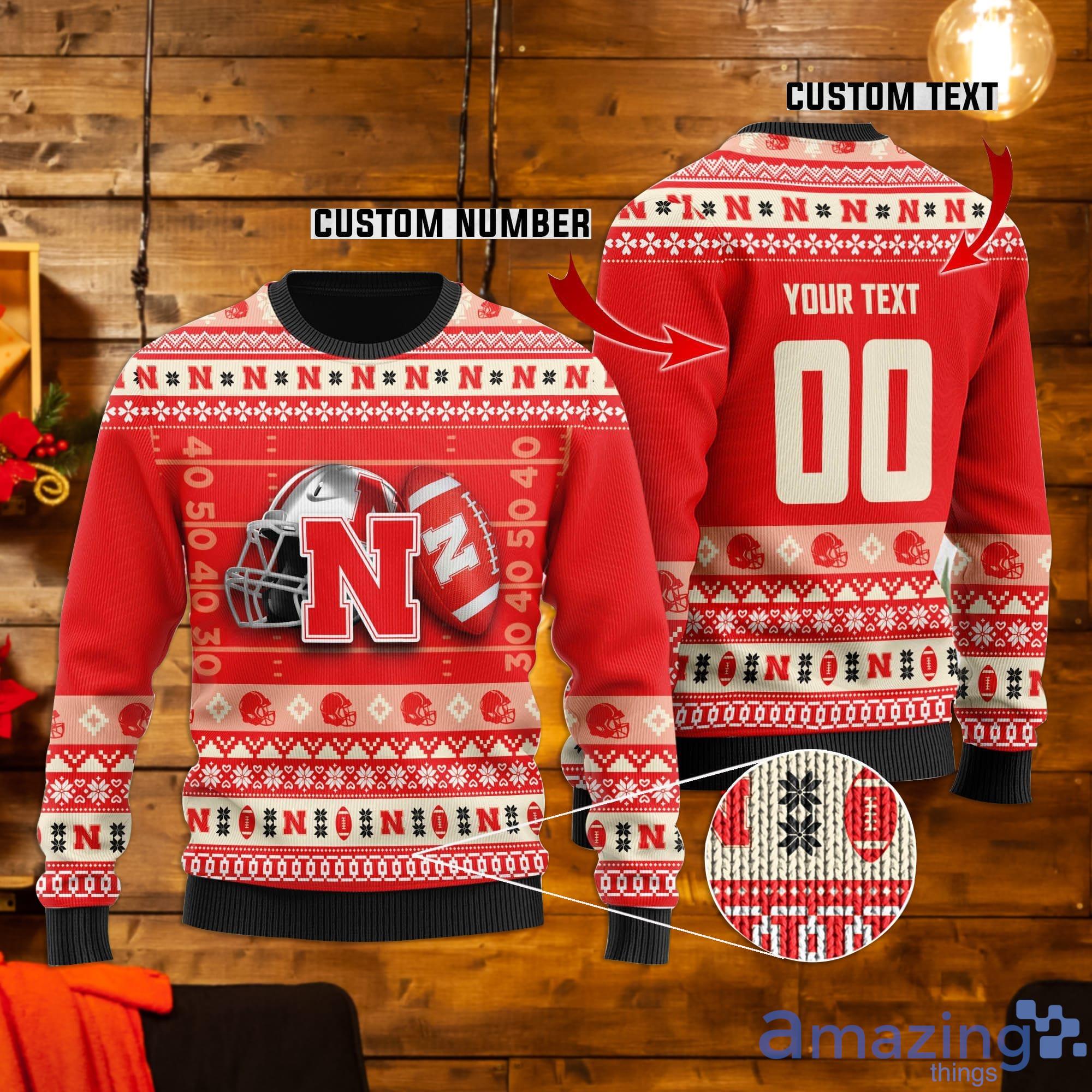 Nebraska Cornhuskers Custom Name & Number Ugly Christmas Sweater Product Photo 1