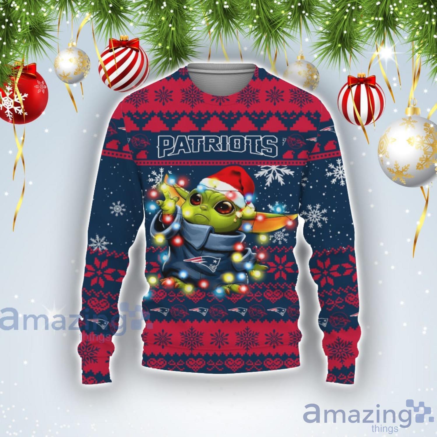 New England Patriots Baby Yoda Star Wars Sports Football American Ugly Christmas Sweater Product Photo 1