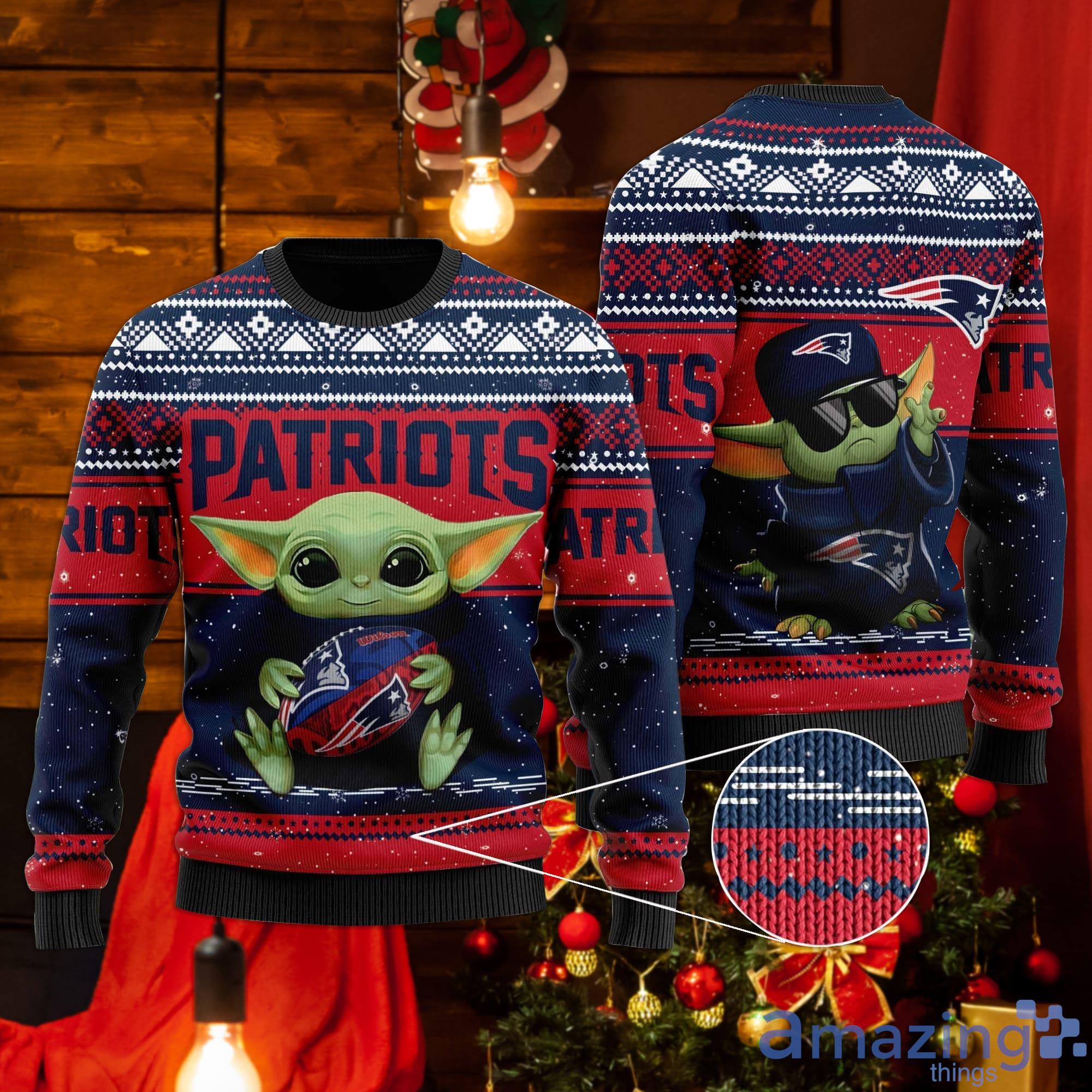 New England Patriots Baby Yoda Ugly Christmas Sweater Product Photo 1