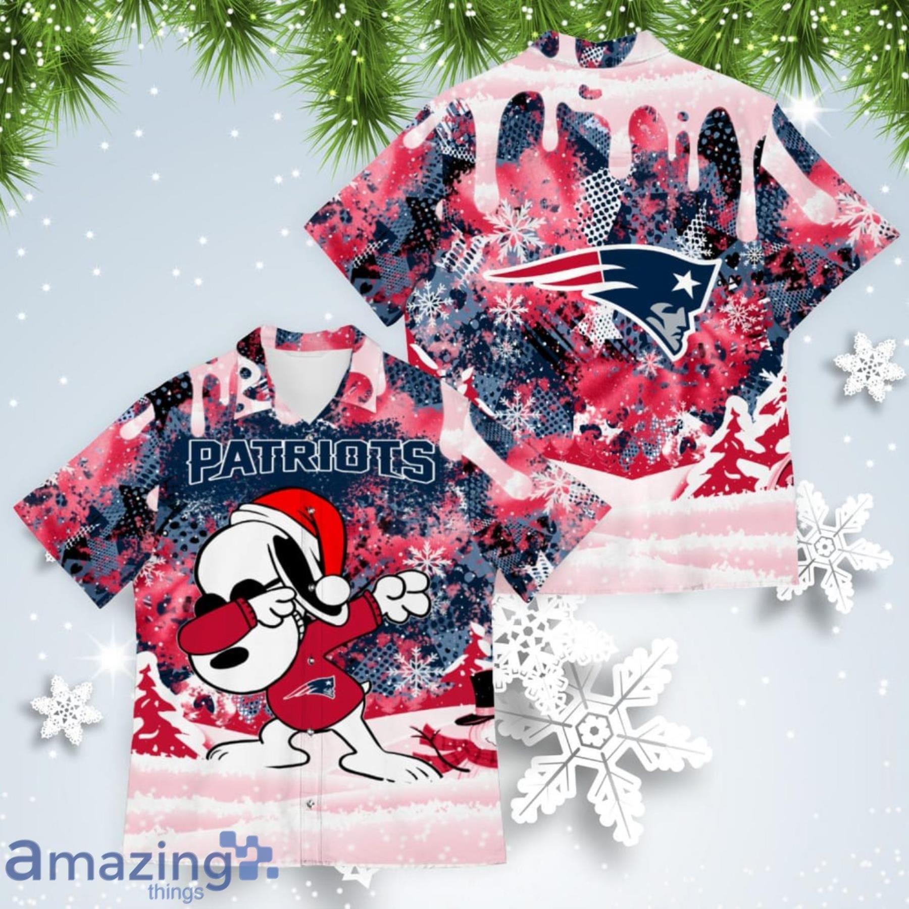 New England Patriots Snoopy Dabbing The Peanuts American Christmas Dripping Hawaiian Shirt Product Photo 1