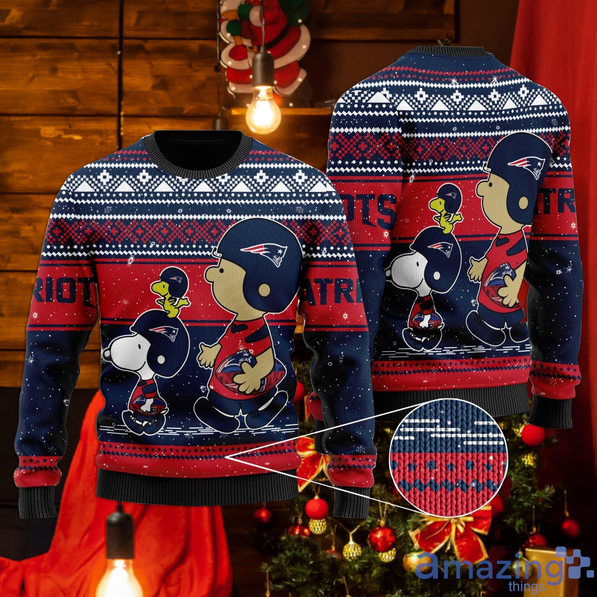 New England Patriots Snoopy Lover Ugly Christmas Sweater Product Photo 1