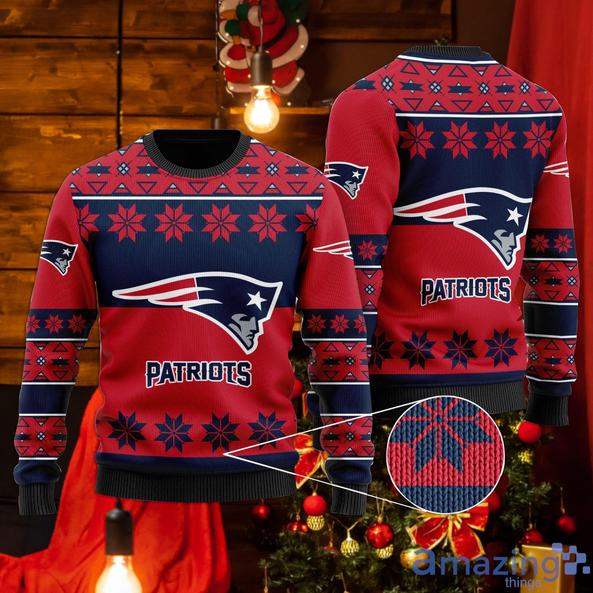 New England Patriots Snowflakes Pattern Ugly Christmas Sweater Product Photo 1