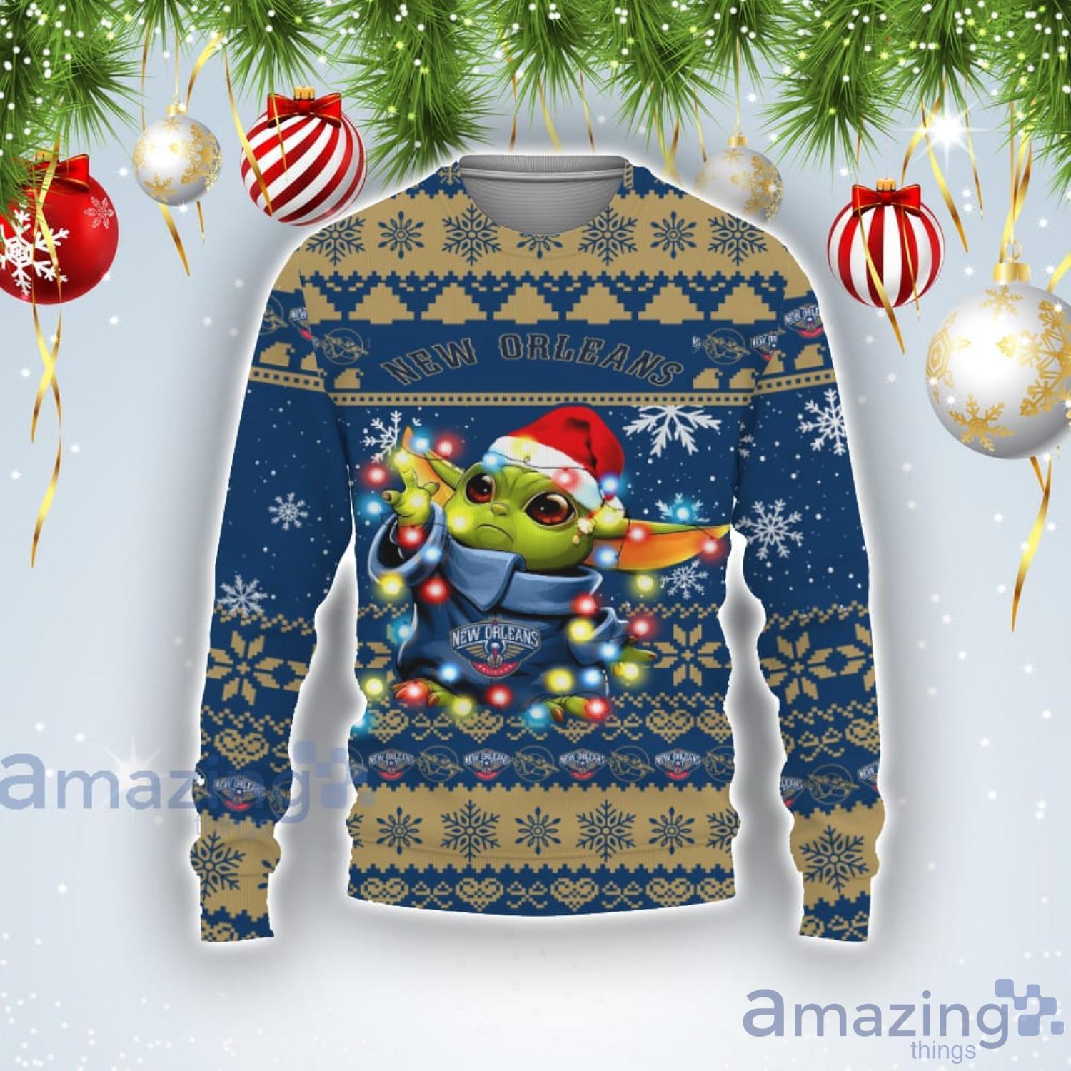 New Orlean Pelicans Baby Yoda Star Wars Sports Football American Ugly Christmas Sweater Product Photo 1