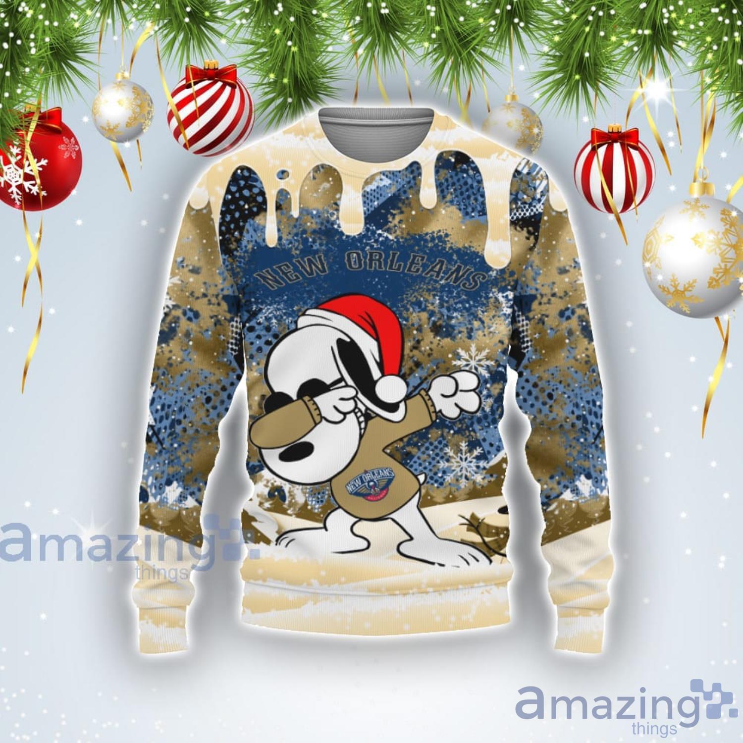 New Orlean Pelicans Snoopy Dabbing The Peanuts Sports Football American Ugly Christmas Sweater Product Photo 1