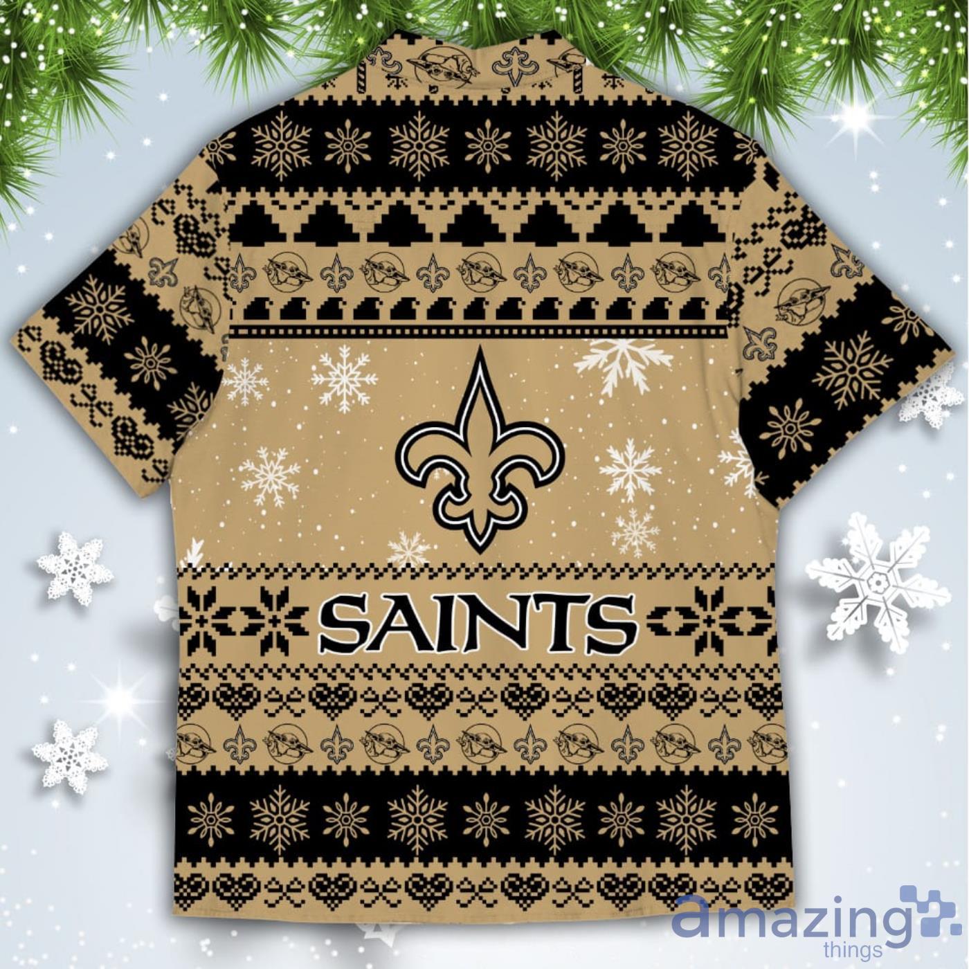 New Orleans Saints Baby Yoda Star Wars American Ugly Christmas Sweater  Pattern Hawaiian Shirt