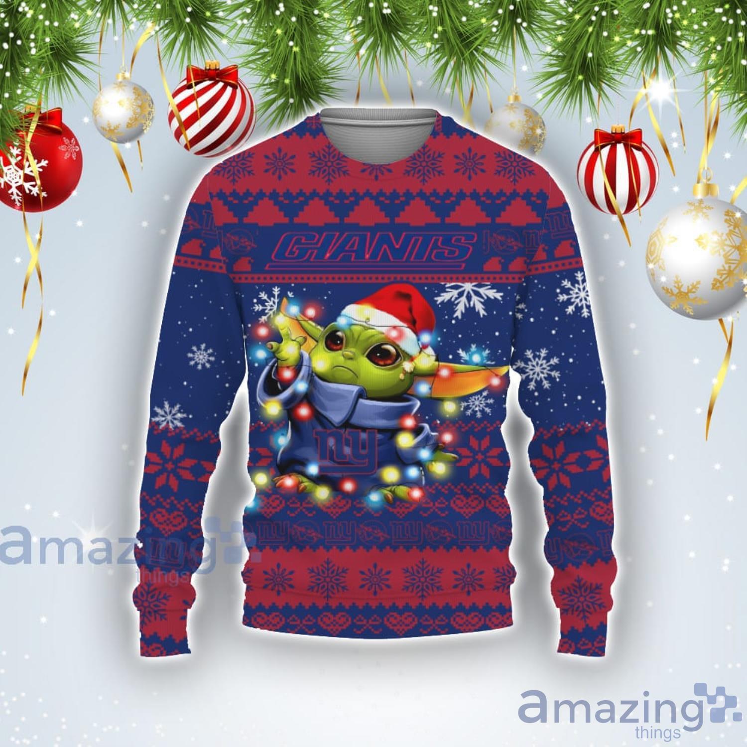 New York Giants Baby Yoda Star Wars Sports Football American Ugly Christmas Sweater Product Photo 1