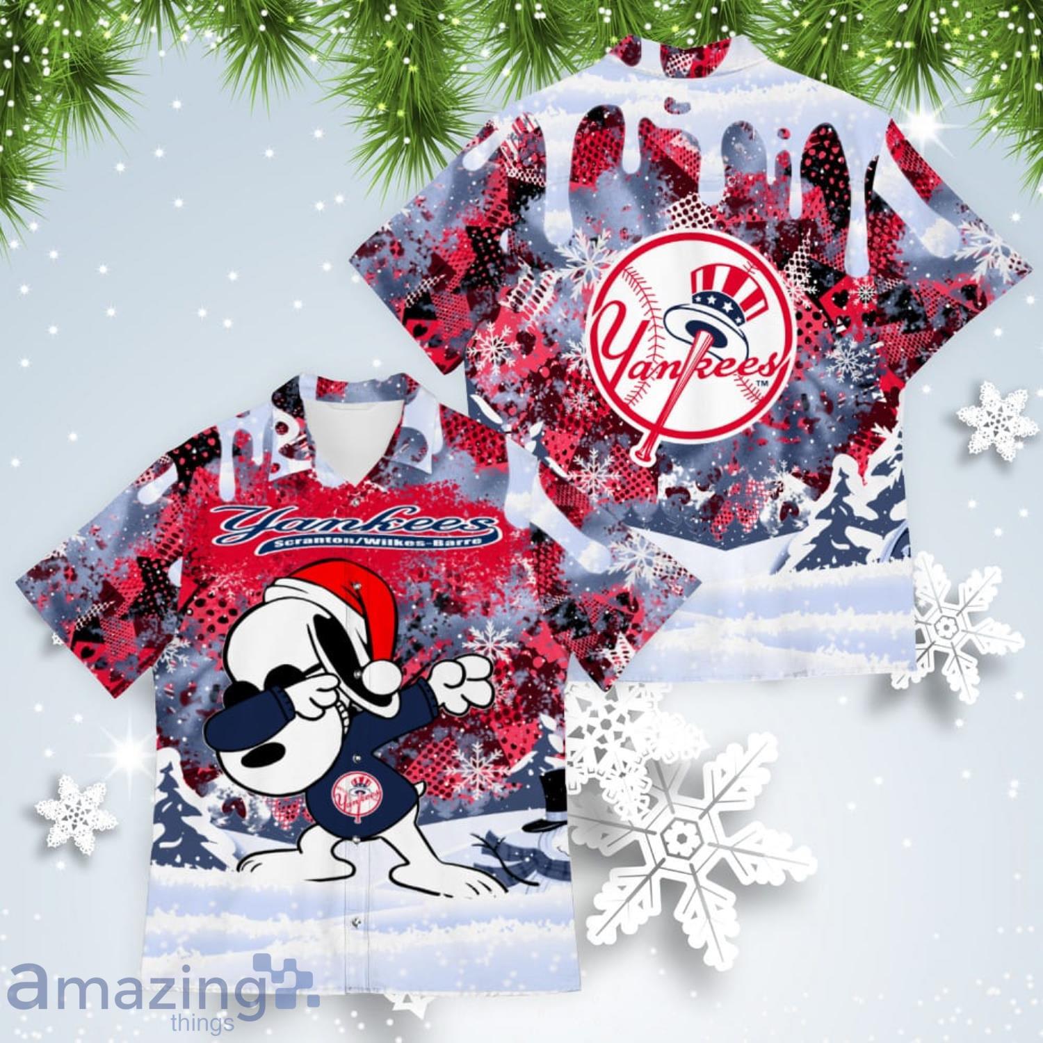 New York Yankees Snoopy Dabbing The Peanuts American Christmas Dripping Hawaiian Shirt Product Photo 1 New York Yankees Snoopy Dabbing The Peanuts American Christmas Dripping Hawaiian Shirt Product Photo 1