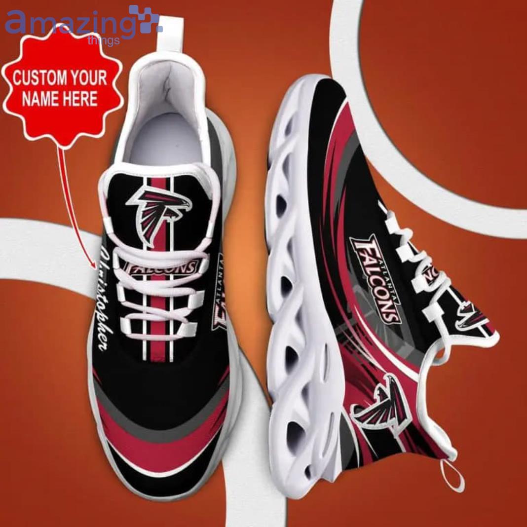 NFL Atlanta Falcons Custom Name Black Red Max Soul Shoes Gift For Fans Sport Product Photo 1