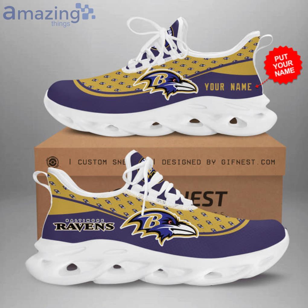 NFL Baltimore Ravens Custom Name Logo Pattern Max Soul Shoes Gift For Fans Sport Product Photo 1