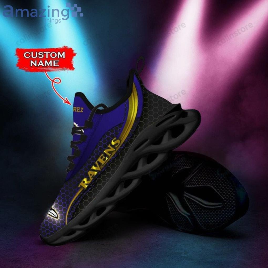 NFL Baltimore Ravens Custom Name Purple Black Max Soul Shoes Gift For Fans  Sport