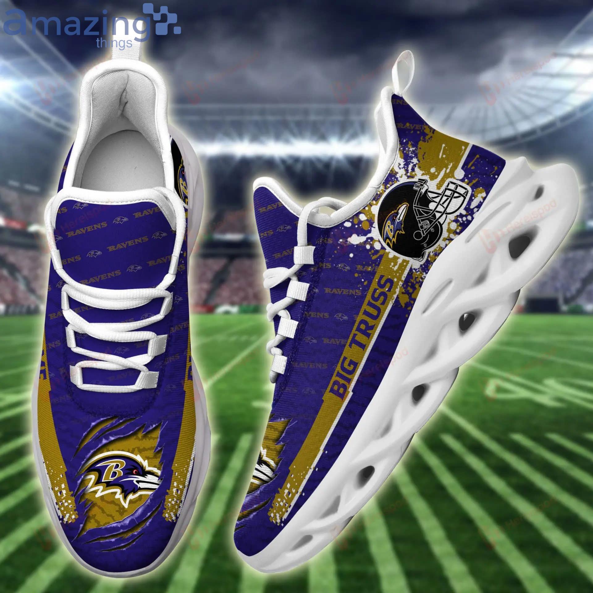 Personalized Name NFL Baltimore Ravens Flame Logo Max Soul Shoes Gift Fans  - Freedomdesign