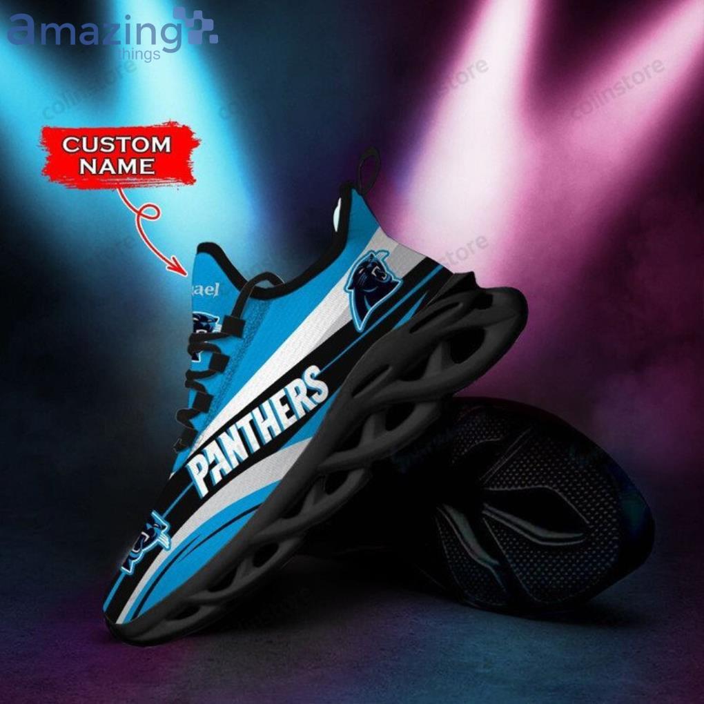 NFL Carolina Panthers Custom Name Blue Black Max Soul Shoes Gift For Fans  Sport