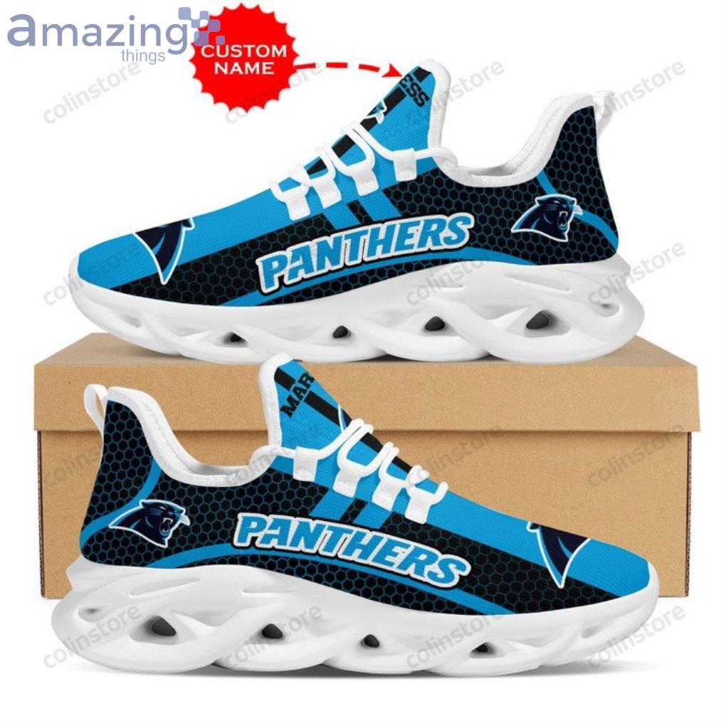 NFL Carolina Panthers Custom Name Net Pattern Max Soul Shoes Gift For Fans Sport Product Photo 1