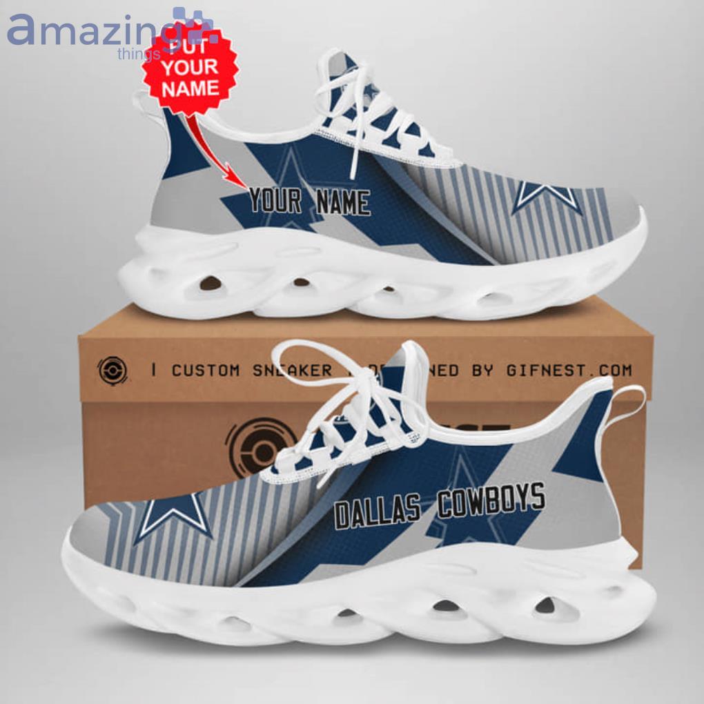 NFL Dallas Cowboys Custom Name Grey Blue Version Max Soul Shoes Gift For Fans Sport Product Photo 1