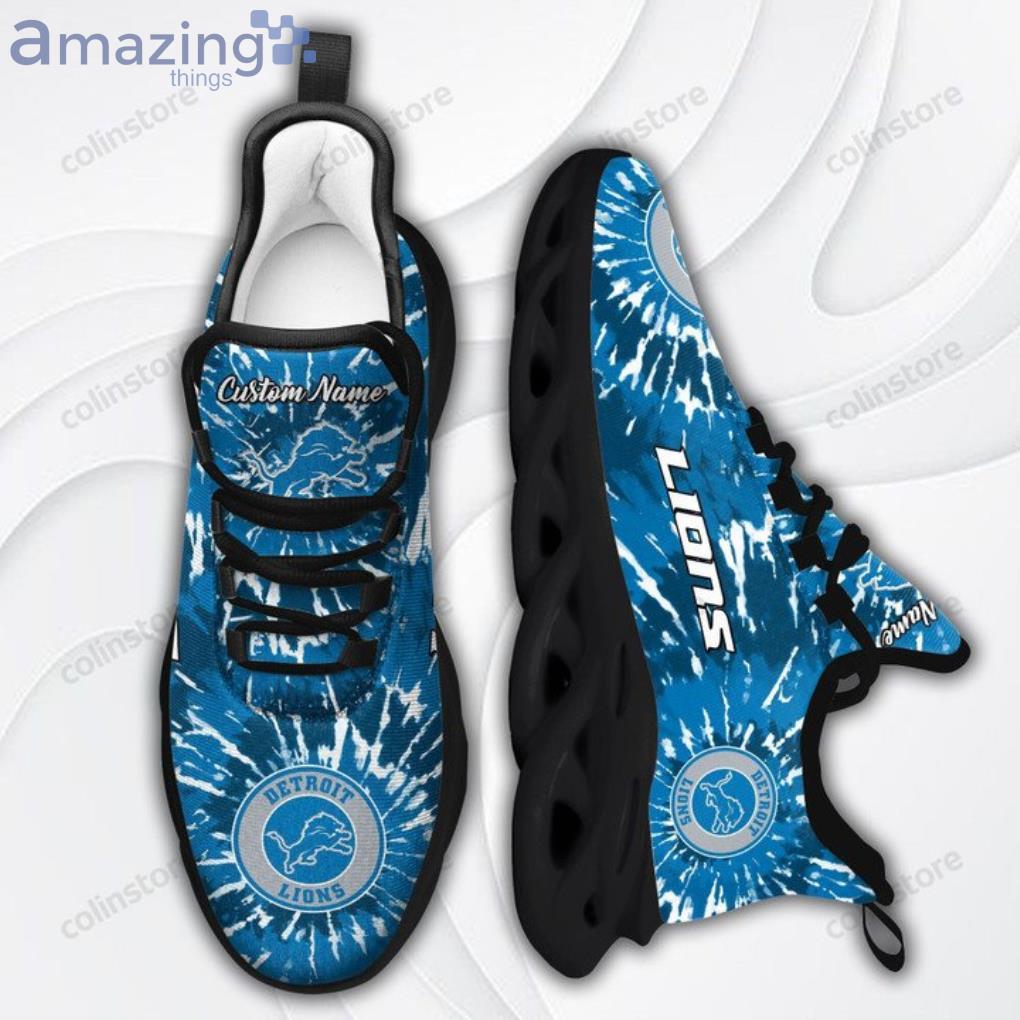 NFL Detroit Lions Custom Name Silver Blue Max Soul Shoes Gift For Fans Sport