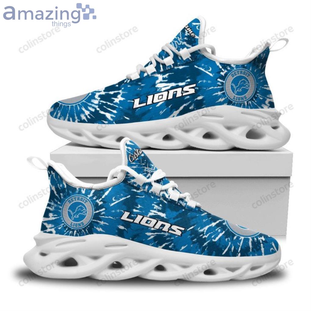 NFL Detroit Lions Custom Name Blue Max Soul Shoes Gift For Fans Sport Product Photo 1
