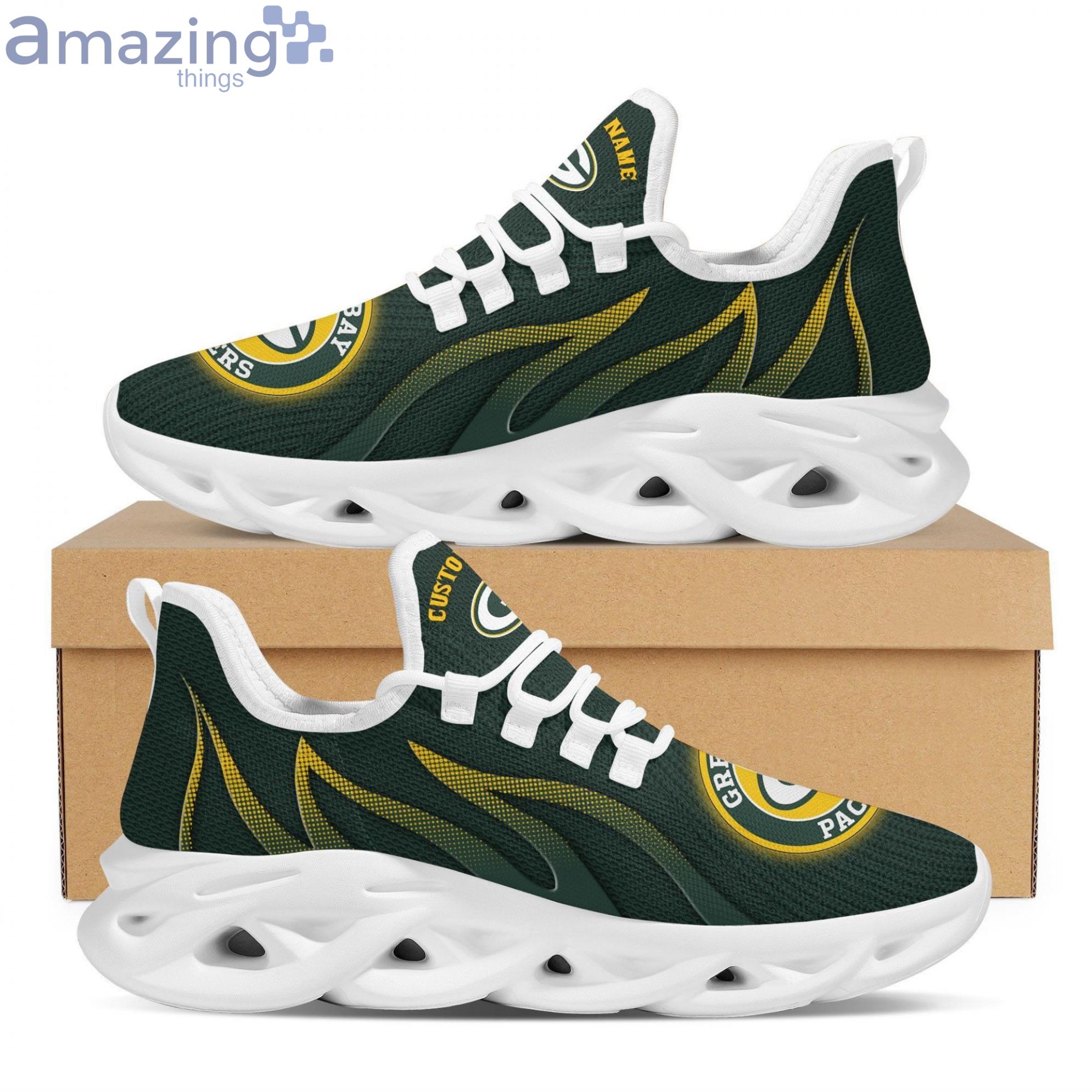 NFL Green Bay Packers Green Yellow Fire Max Soul Shoes Gift For Fans Sport Product Photo 1