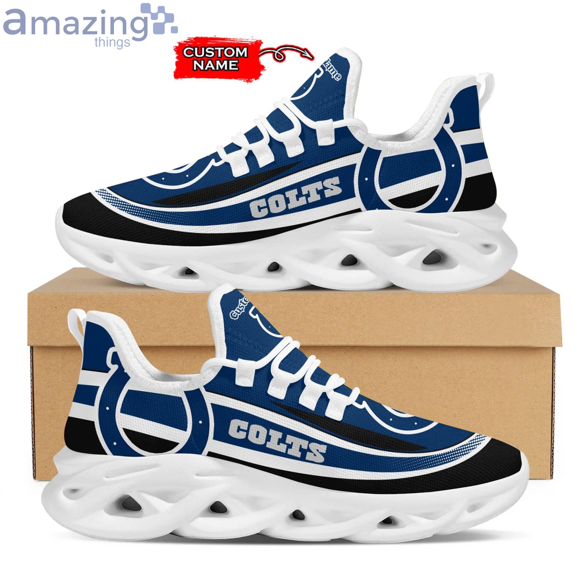 NFL Indianapolis Colts Custom Name Blue Black Max Soul Shoes Gift For Fans Sport Product Photo 1