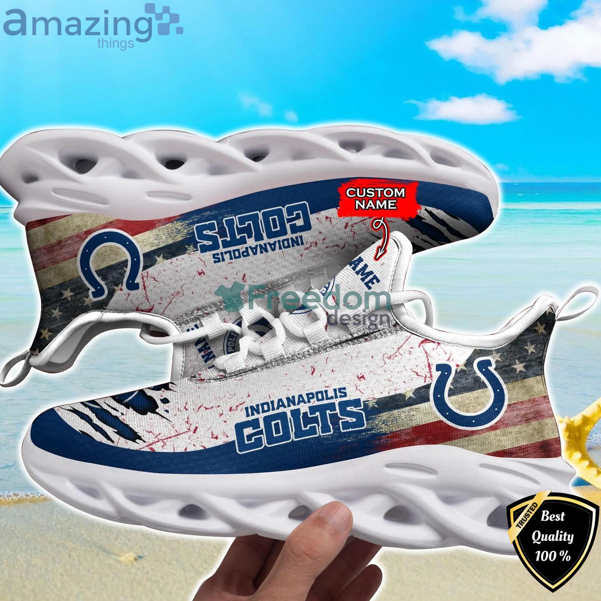 NFL Indianapolis Colts Custom Name White Blue Max Soul Shoes Gift For Fans Sport Product Photo 1