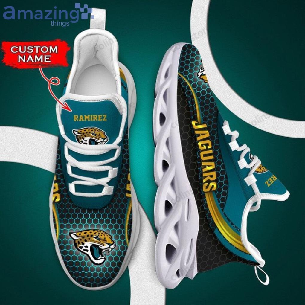 NFL Jacksonville Jaguars Custom Name Teal Black Max Soul Shoes Gift For Fans Sport Product Photo 1