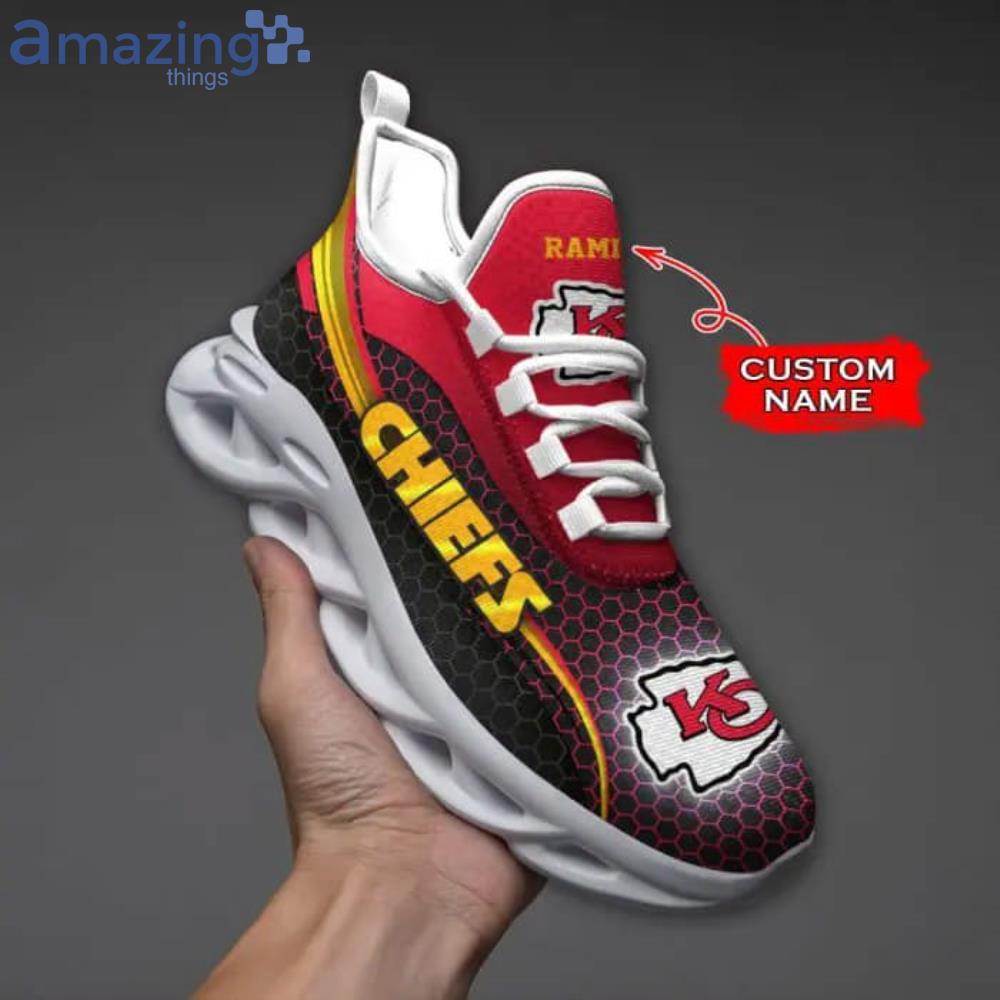 Kansas City Chiefs NFL Light Abstract Pattern Custom Name Max Soul Shoes  For Men And Women - Freedomdesign