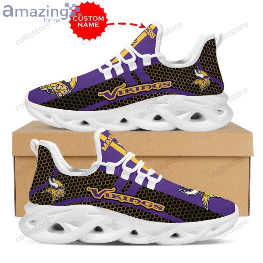 NFL Minnesota Vikings Custom Name Purple Black Pattern Max Soul Shoes Gift For Fans Sport Product Photo 1