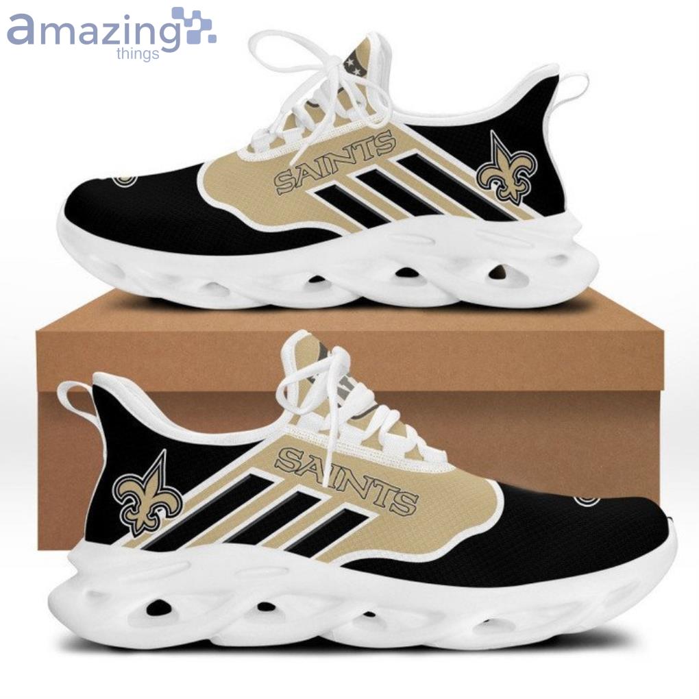 NFL New Orleans Saints Golden Black Stripes Logo Sneaker Max Soul Shoes Gift For Fans Sport Product Photo 1