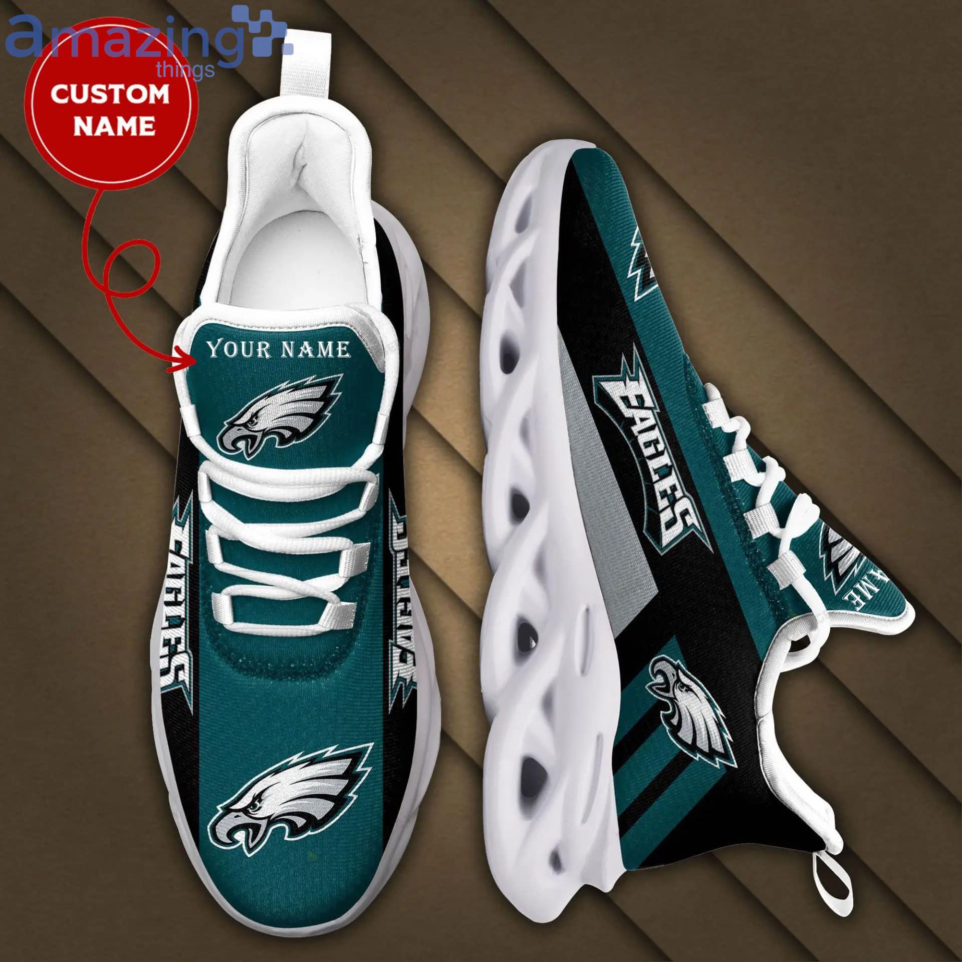NFL Philadelphia Eagles Custom Name Green Black Max Soul Shoes Gift For Fans Sport Product Photo 1