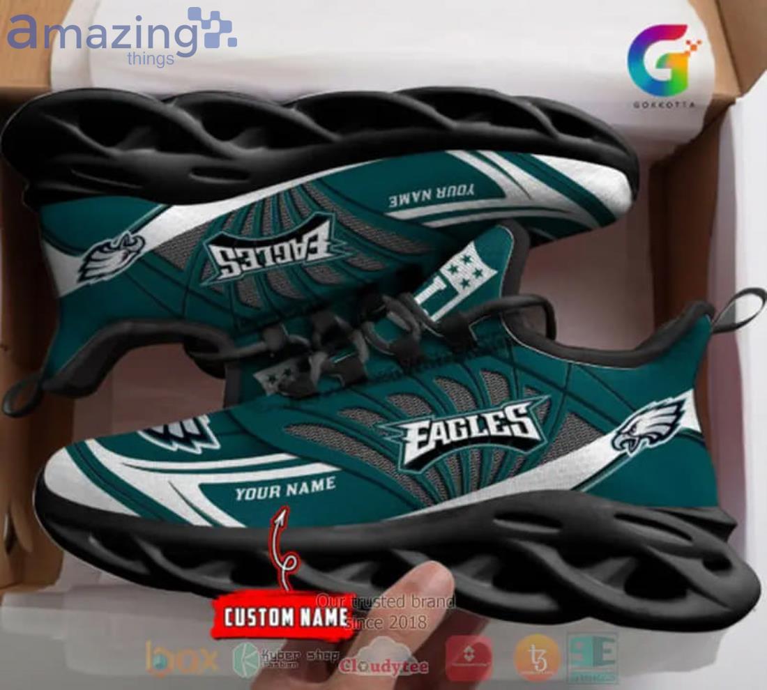 NFL Philadelphia Eagles Custom Name Green Black Max Soul Shoes Gift For  Fans Sport