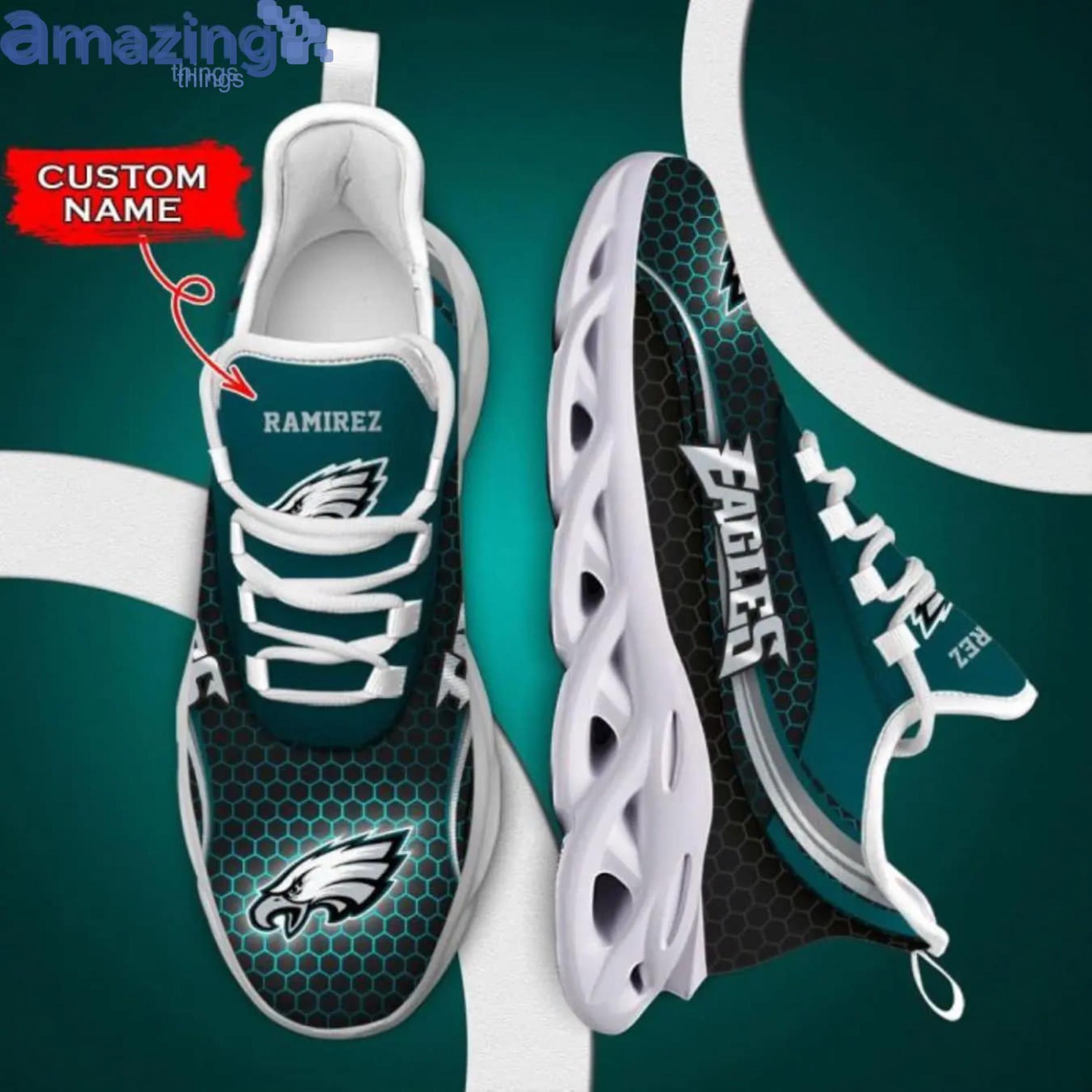 NFL Philadelphia Eagles Custom Name Net Pattern Max Soul Shoes Gift For Fans Sport Product Photo 1