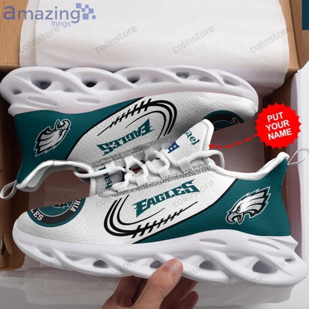 NFL Philadelphia Eagles Custom Name White Green Max Soul Shoes Gift For Fans Sport Product Photo 1