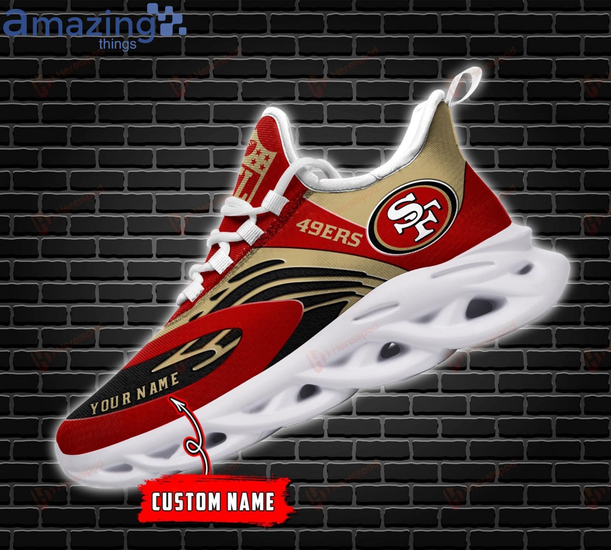 NFL San Francisco 49ers Custom Name Red Golden Max Soul Shoes Gift For Fans  Sport