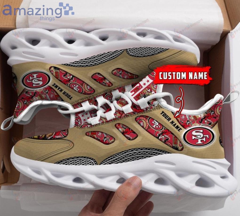 NFL San Francisco 49ers Custom Name Golden Red Max Soul Shoes Gift For Fans Sport Product Photo 1