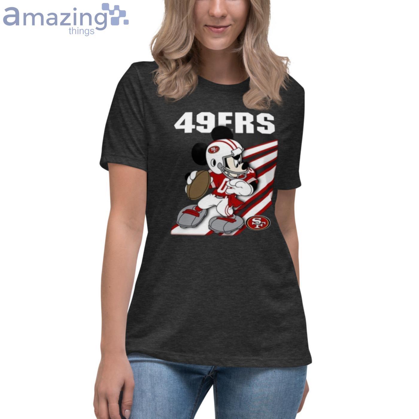 I Love The 49ers Mickey Mouse San Francisco 49ers Women's V-Neck T-Shirt 