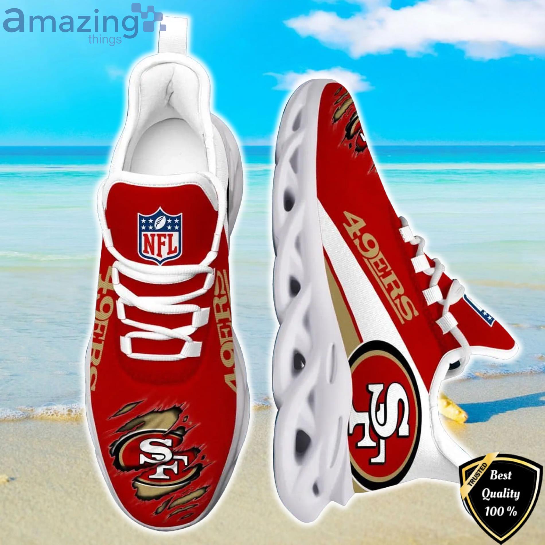 NFL San Francisco 49ers Red White Golden Curve Max Soul Shoes Gift For Fans  Sport