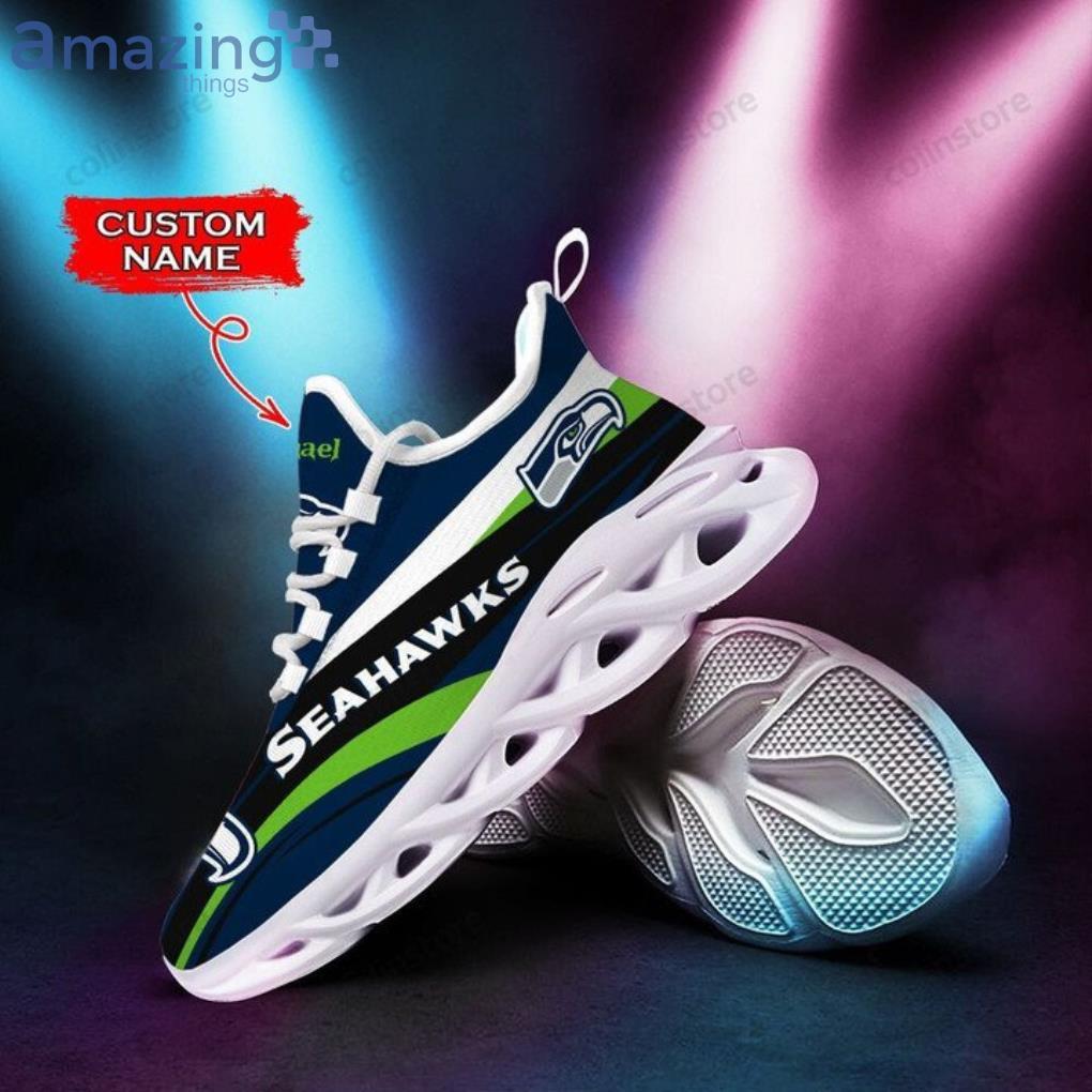 Seattle Seahawks Logo Black Stripe Running Sneaker Max Soul Shoes In Navy  Blue Gift For Men And Women - Banantees