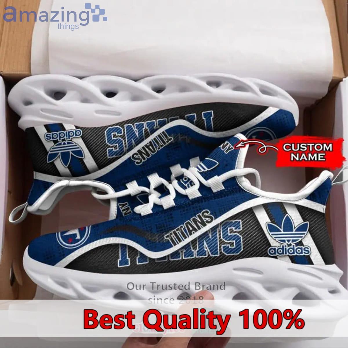 NFL Tennessee Titans Custom Name Navy Blue Max Soul Shoes Gift For Fans Sport Product Photo 1