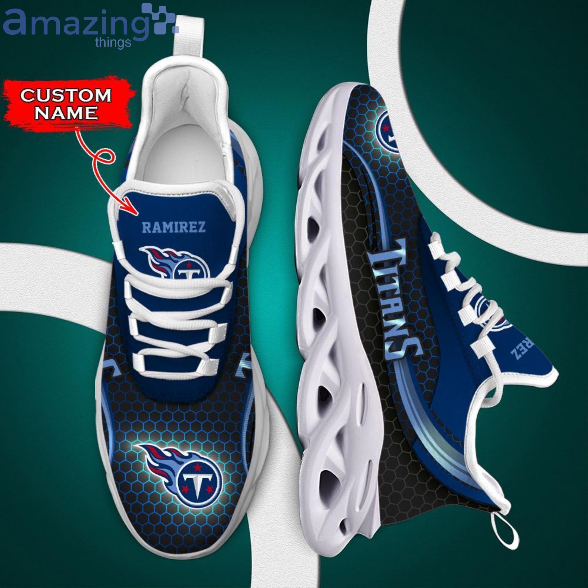 NFL Tennessee Titans Custom Name Net Pattern Max Soul Shoes Gift For Fans Sport Product Photo 1