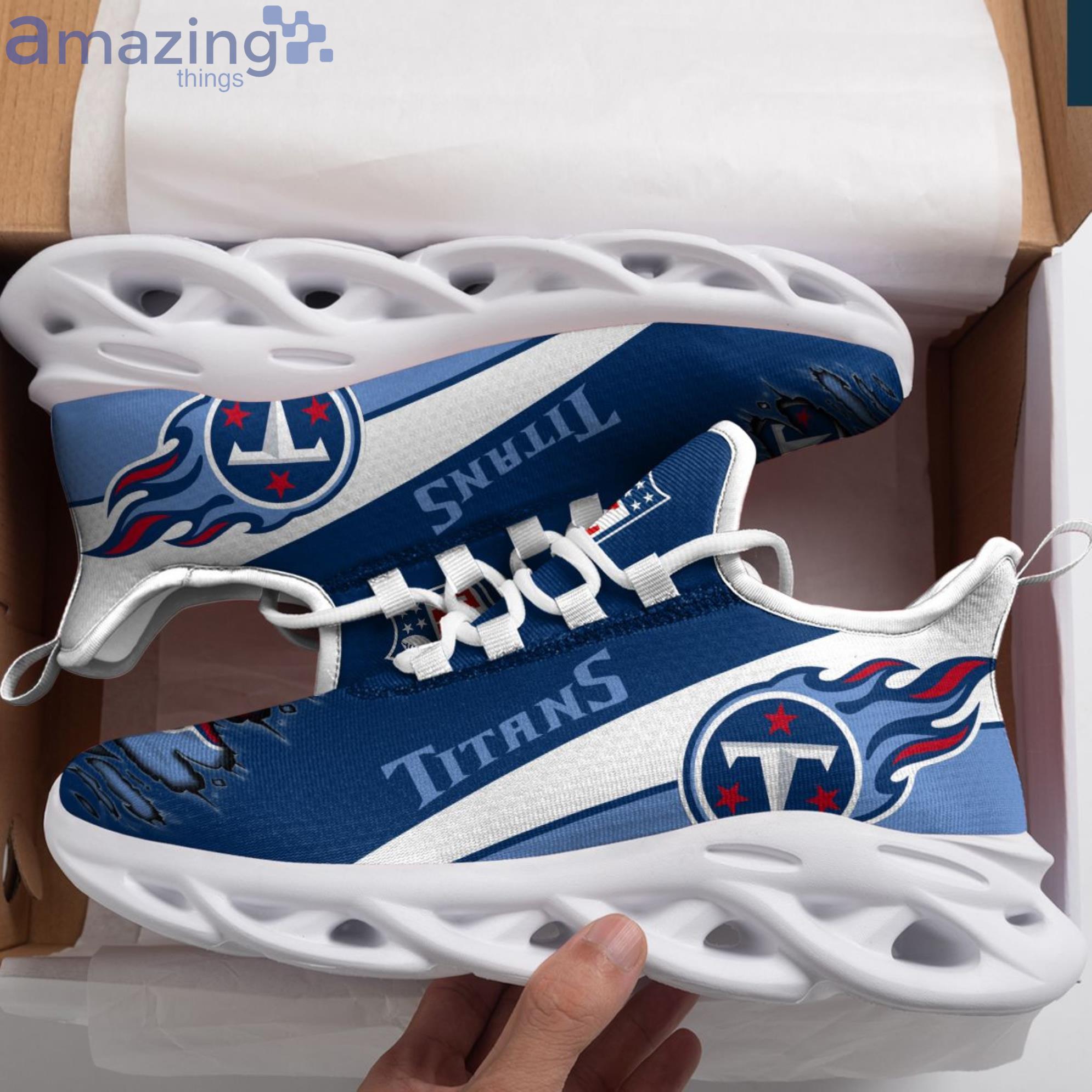NFL Tennessee Titans Navy Blue Max Soul Shoes Gift For Fans Sport Product Photo 1