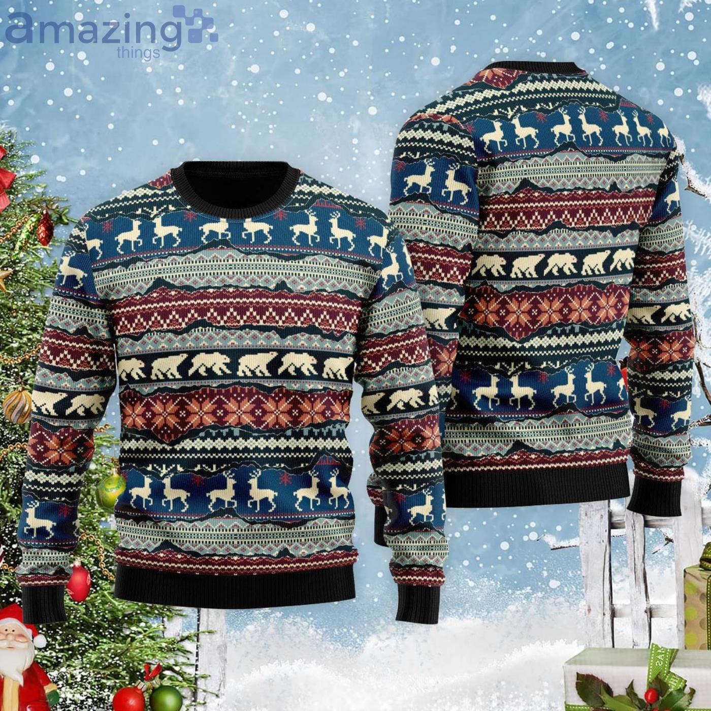 Nordic Style Fabric Patchwork Christmas Pattern Ugly Christmas Sweater Product Photo 1