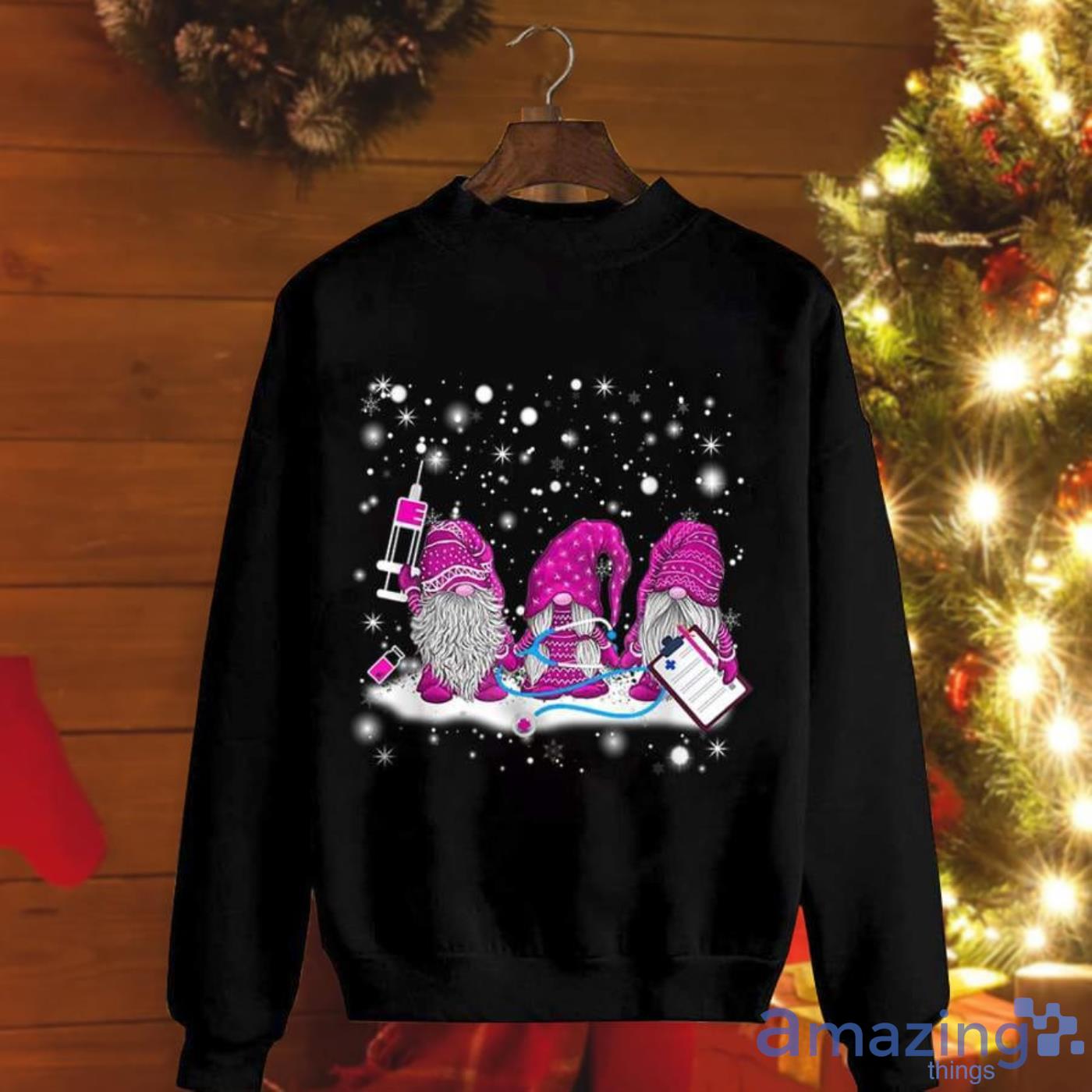 Nurse Gnomes Christmas Nursing Lover Pink Stethoscope Snow Christmas Sweatshirt Product Photo 1