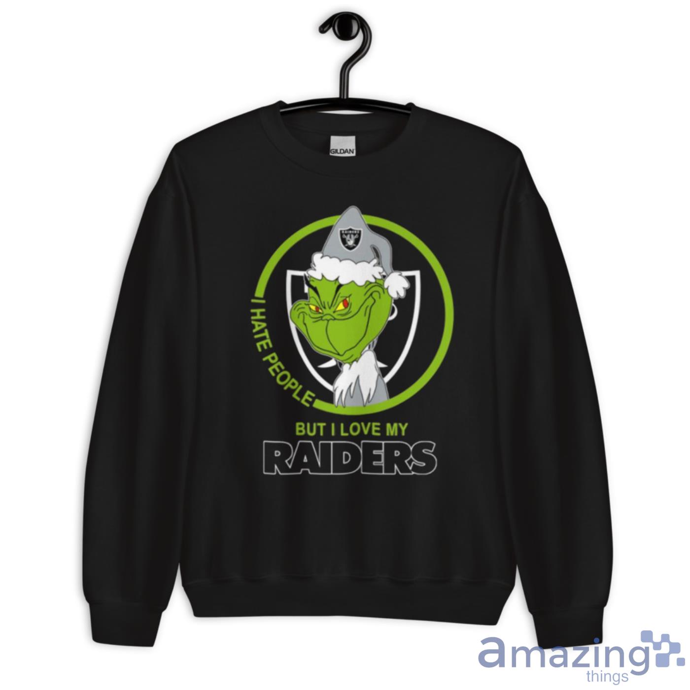 Oakland Raiders NFL Christmas Grinch Santa I Hate People But I Love My Raiders  shirt, hoodie, sweater, long sleeve and tank top