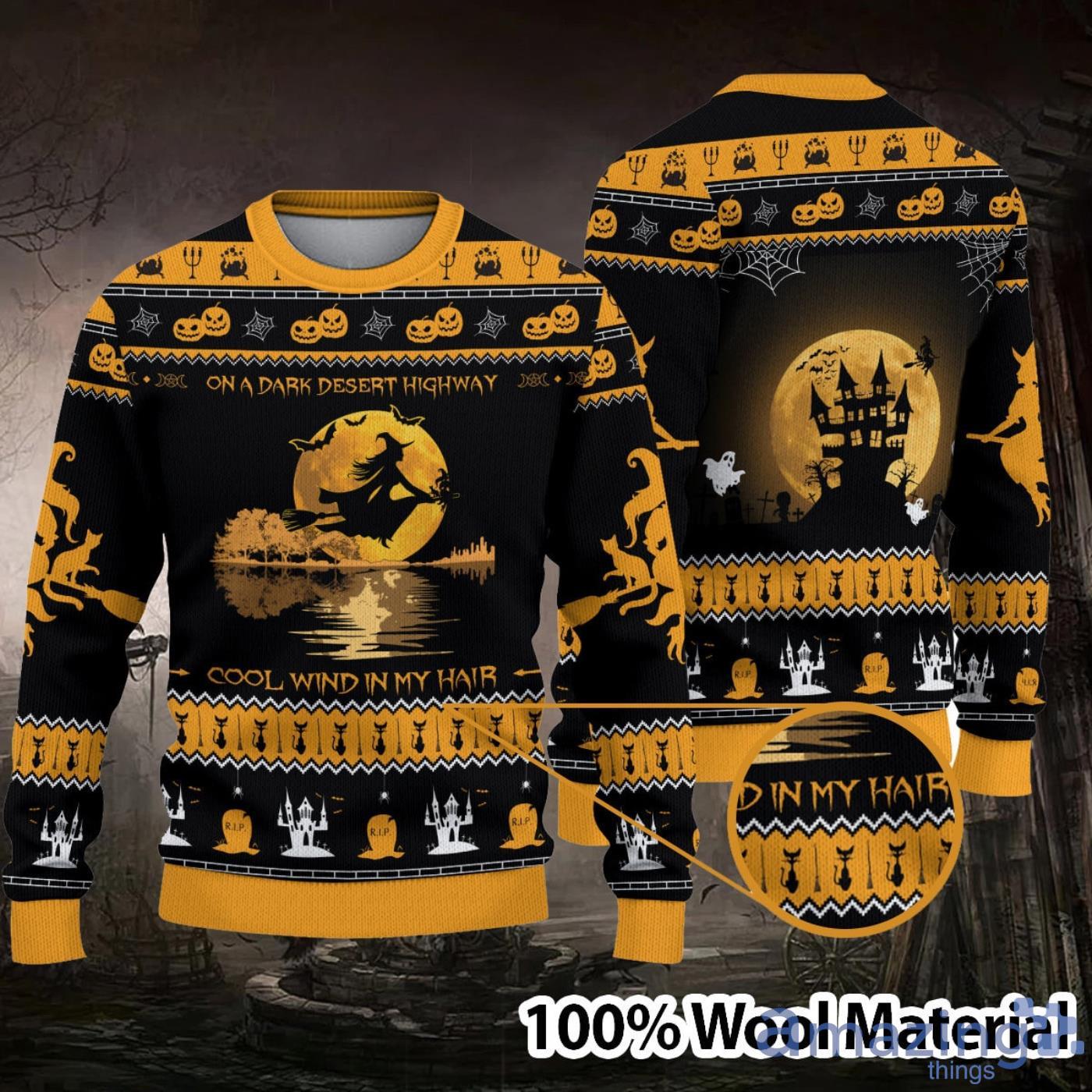 On A Dark Desert Highway Cool Wind In My Hair Sweater Halloween Sweater Product Photo 1